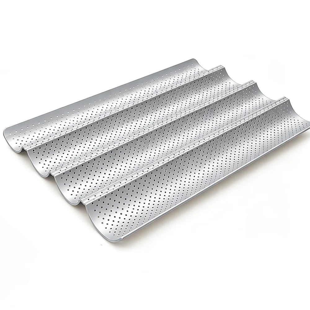 4-Wave Nonstick Baguette Pan – Carbon Steel French Bread Tray Baguette Baking Pan Nixie 1pc