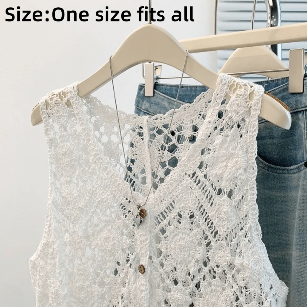 Boho Crochet Vest – Hollow-Out Sleeveless Cardigan for Women Crochet Cardigan Vest Nixie