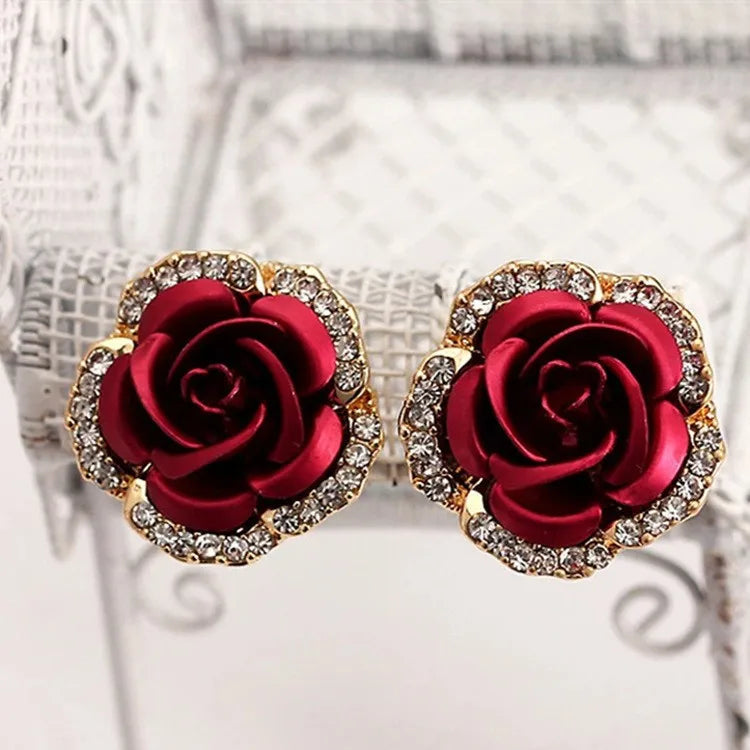 Rose Flower Imitation Pearl Drop Earrings – 14K Gold Plated Pearl Drop Earrings Nixie XL1750-10