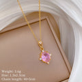 Women's Pink Zircon Pendant Gold Stainless Steel Necklace Pendant Necklace Nixie XL2606-818