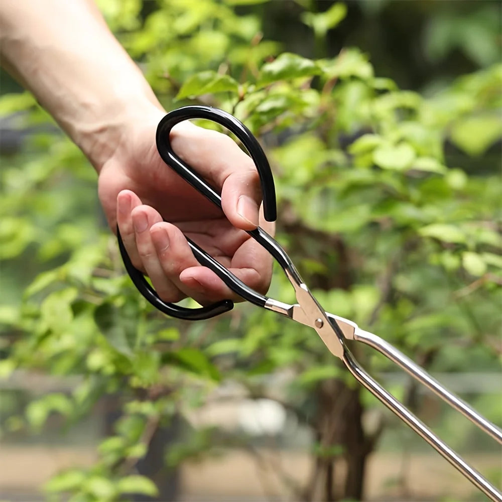 Stainless Steel BBQ Charcoal Tongs – Long Heat-Resistant Clamp BBQ Charcoal Tongs Nixie