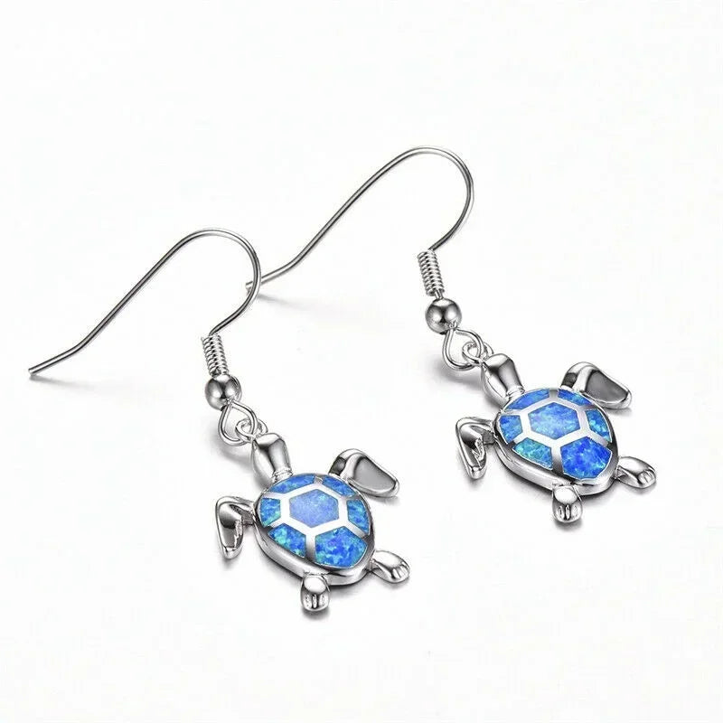 Turtle Hook Drop Earrings – Opal Glass & Rhinestone | Nixie Fashion Drop Earrings Nixie