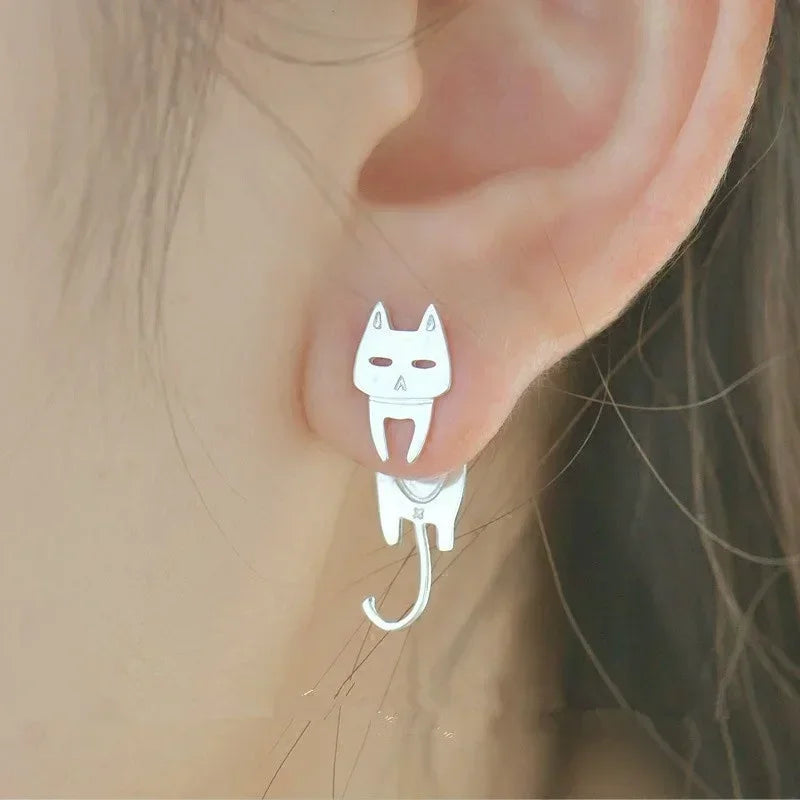 Cute Cat Hollow Stud Earrings – Silver & Gold | 1 or 5 Pairs Stud Earrings Nixie