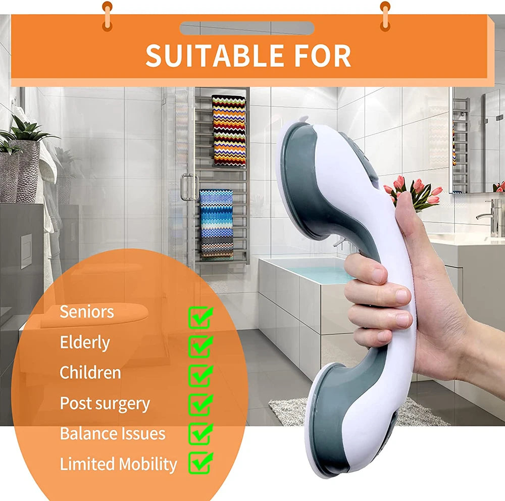 Shower Grab Bar – Dual Lock Suction Cup Anti-Slip Handle Bathroom Grab Bar Nixie