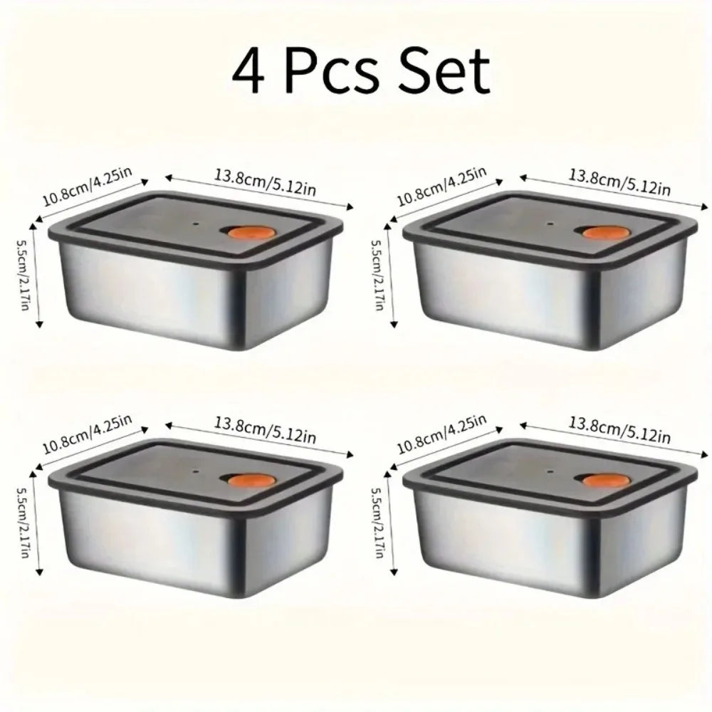 4-Piece Leakproof Stainless Steel Food Storage Container Set Food Storage Containers Nixie