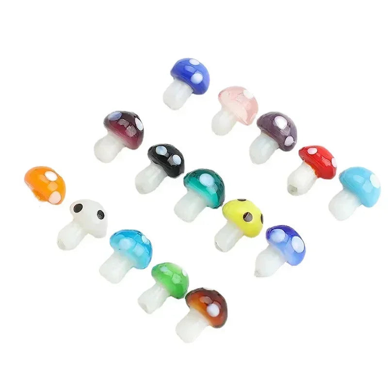 5Pcs Mushroom Crystal Glass Beads for DIY Jewelry Making Jewelry Making Beads Nixie