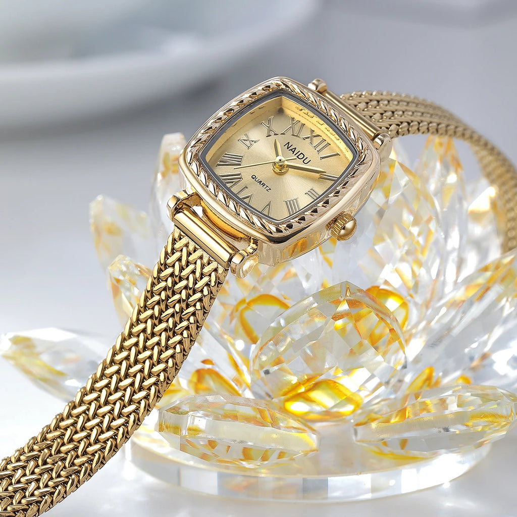 Gold Bohemian Retro Women's Quartz Watch | Roman Numeral Women's Fashion Watch Nixie