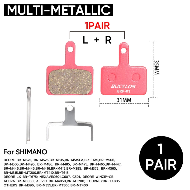 BUCKLOS MTB Hydraulic Disc Brake Pads – Shimano B01S B03S Fit Disc Brake Pads Nixie Multi-Metallic 1PAIR
