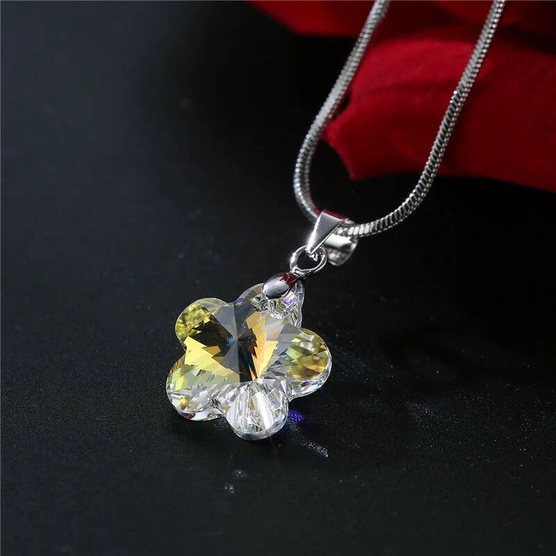 Women's AB Crystal Flower Necklace & Earrings Jewelry Set Crystal Jewelry Set Nixie