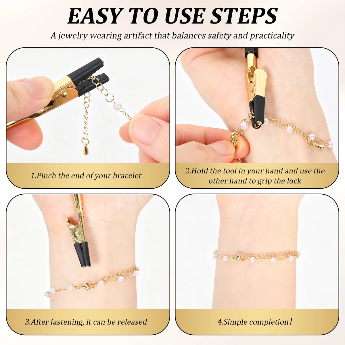 Bracelet Helper Tool – One-Handed Clasp Fastener Aid Jewelry Wearing Aid Nixie