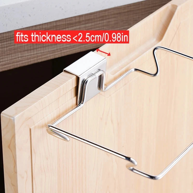 Stainless Steel Trash Bag Holder Cabinet Door Mount Organizer Cabinet Bag Holder Nixie