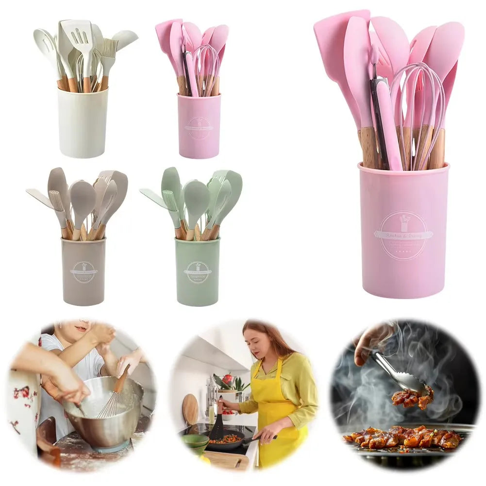 12-Piece Silicone Kitchen Utensil Set with Holder | Nixie Kitchen Utensil Set Nixie