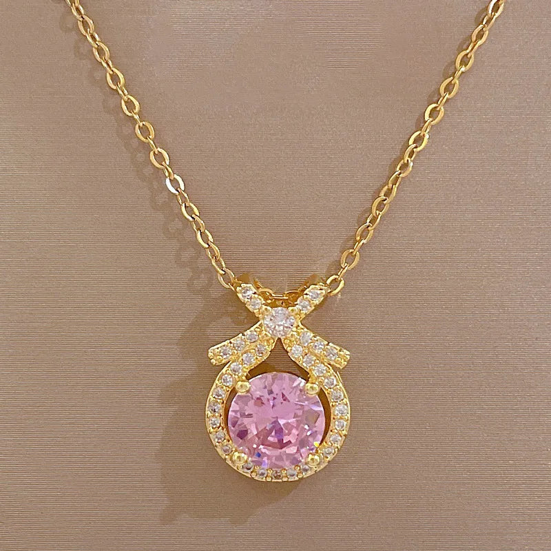 Heart Butterfly Knot Choker Necklace – Gold Stainless Steel Pendant Choker Necklace Nixie
