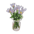 Hand-Blown Glass Flower Bouquet Set with Vase – 7pc Mini Decor Glass Floral Ornament Nixie K