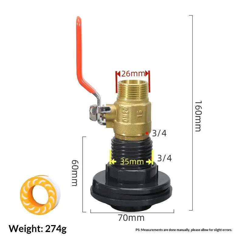 PVC Rain Barrel Spigot Kit with Copper Alloy Ball Valve Faucet Rain Barrel Spigot Kit Nixie B