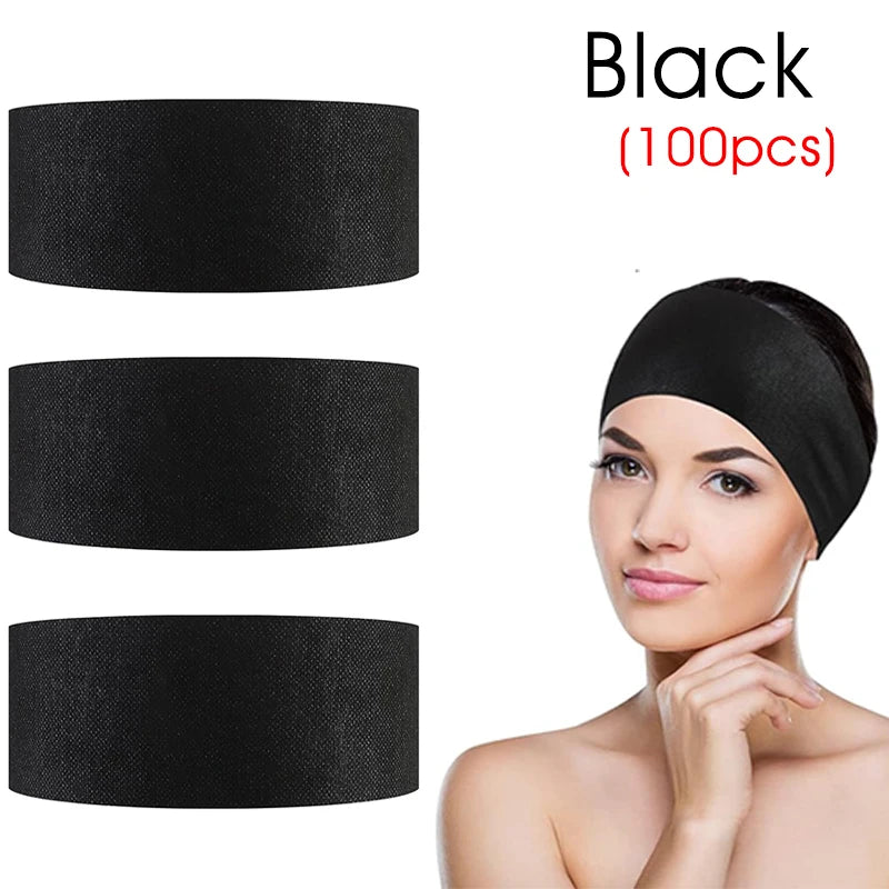 Disposable Facial Headbands Non-Woven SPA Wrap 10/50/100pcs