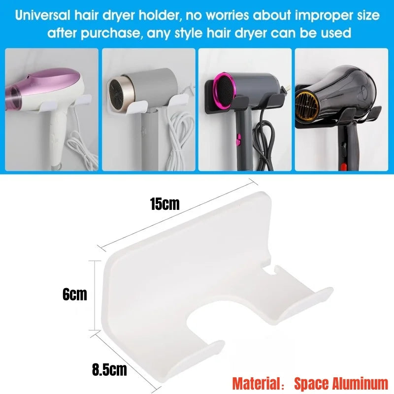 Wall Mounted Hair Dryer Holder & Straightener Stand Rack Bathroom Hair Tool Holder Nixie