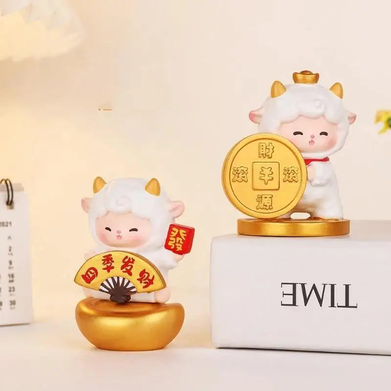 Kawaii Lucky Sheep Blind Box Figurine Set – Chinese Style Decor Collectible Figurine Set Nixie