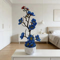 Red Artificial Plum Blossom Bonsai – Fake Flower Potted Plant Artificial Potted Plant Nixie Blue