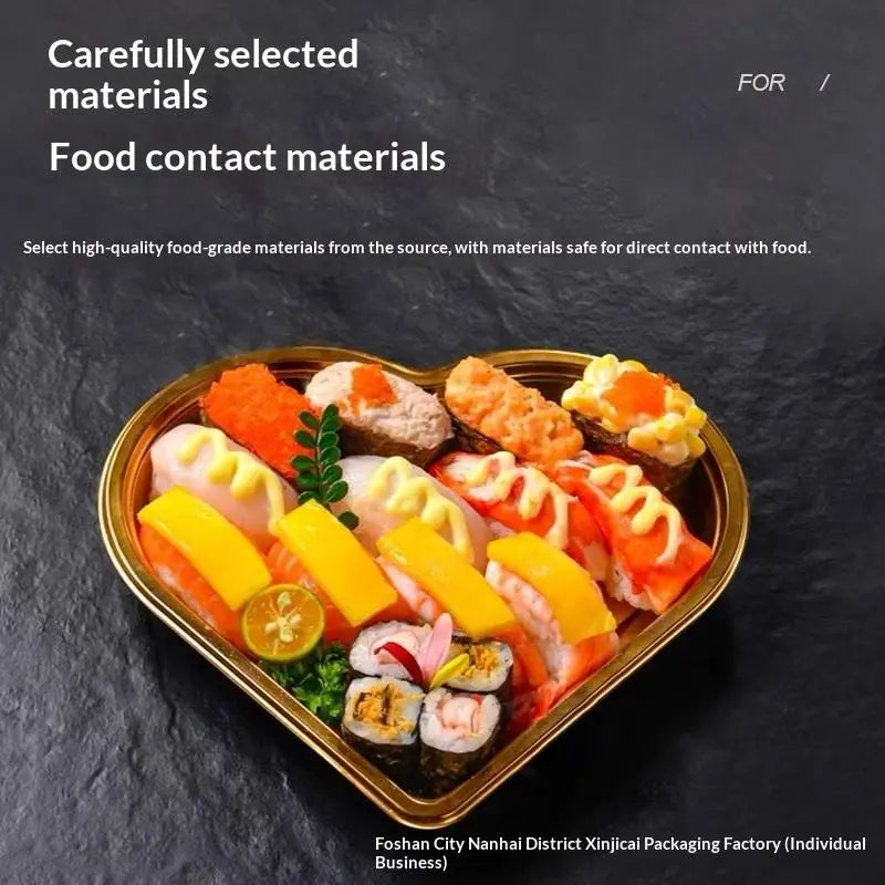 10pc Heart-Shaped Serving Trays with Lids – Reusable PET Serving Tray Set Nixie