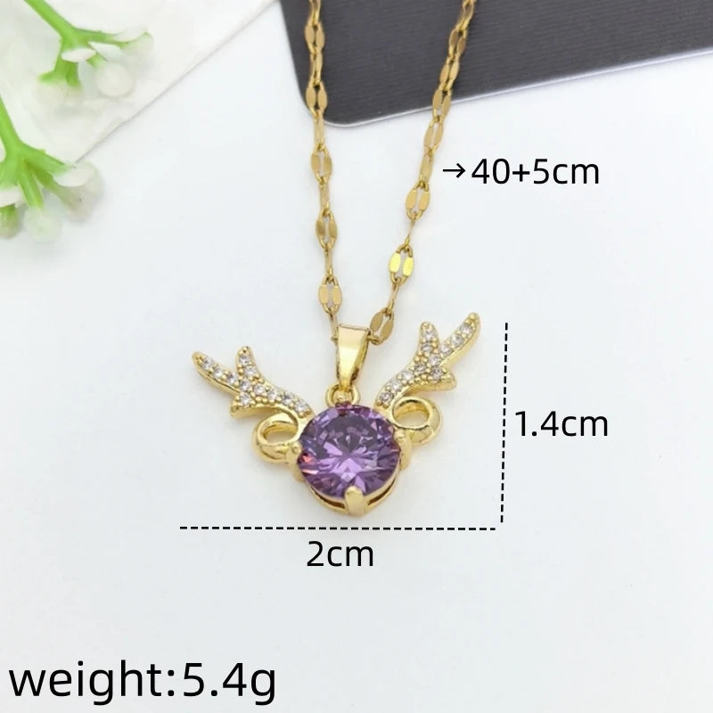 Zirconia Pendant Necklace for Women | Gold Minimalist Chain Pendant Necklace Nixie XL1783-51
