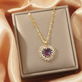 Ocean Heart Zircon Pendant Necklace – Gold Clavicle Chain Pendant Necklace Nixie XL1470-21