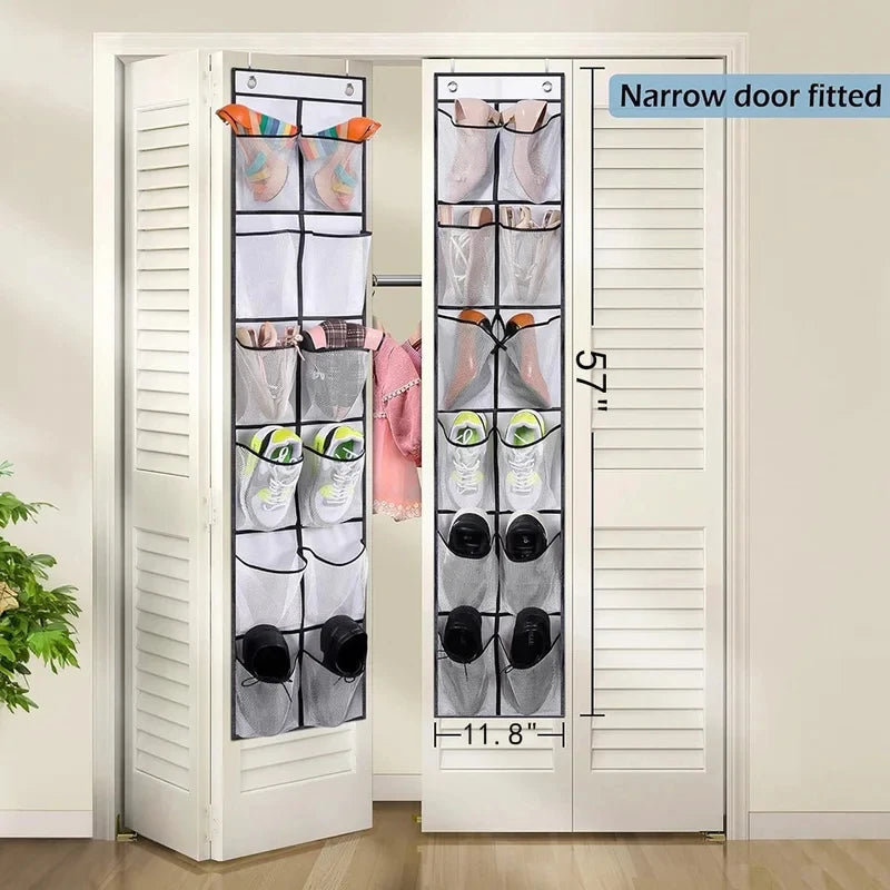 12-Pocket Door Hanging Shoe Organizer with Mesh Pockets Door Shoe Organizer Nixie