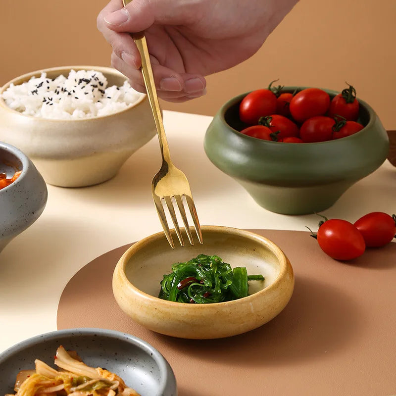 Japanese Retro Ceramic Dipping Dish & Bowl | Wabi-Sabi Style Ceramic Dish Bowl Nixie