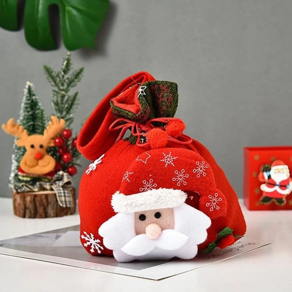 Flannel Christmas Drawstring Gift Bag – Santa & Snowman Christmas Gift Bag Nixie