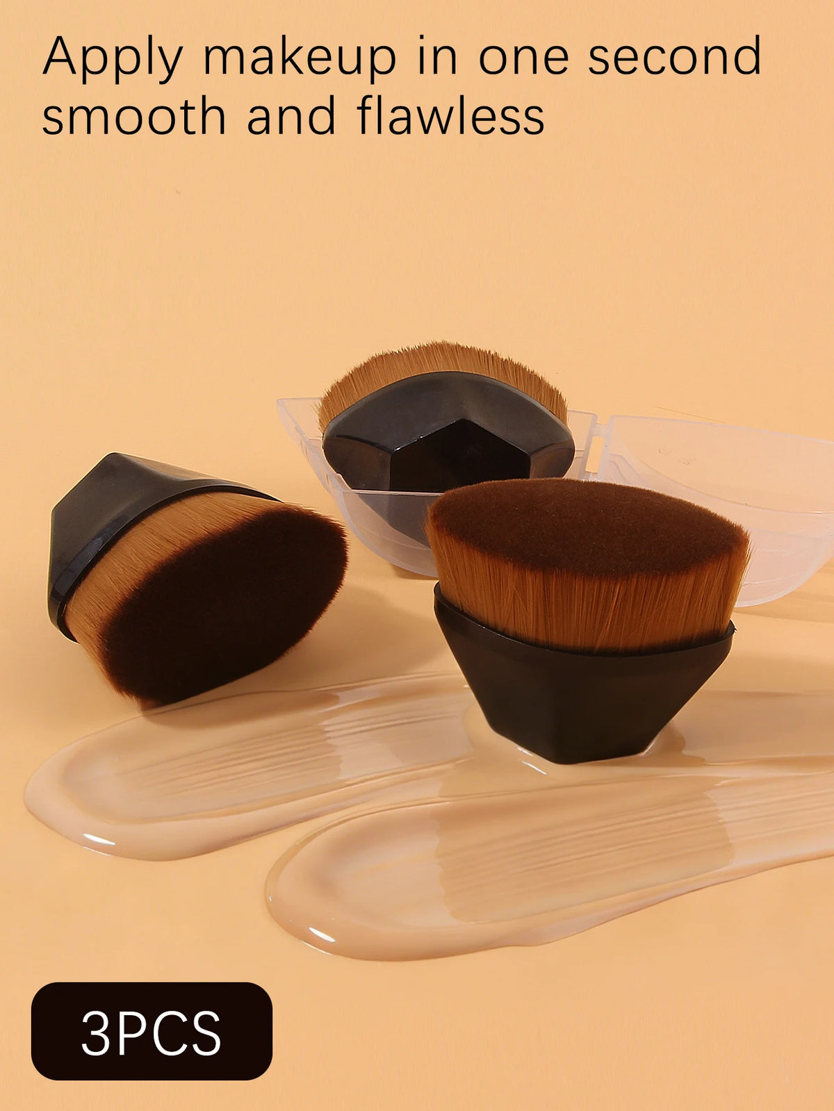 Nixie 3-Piece Makeup Brush Set – Foundation, Blush & Powder Makeup Brush Set Nixie