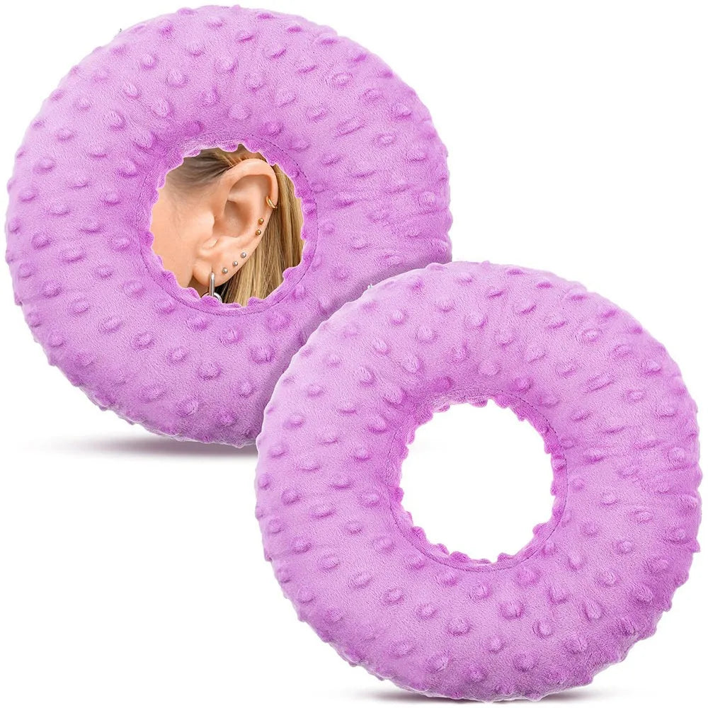 Cotton Ear Piercing Pillow with Ear Hole – Side Sleep Comfort Ear Piercing Pillow Nixie Purple