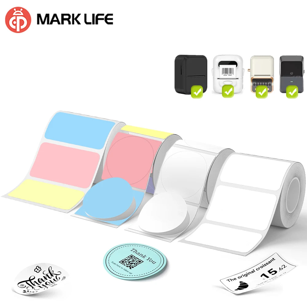 Marklife 2" Round Thermal Labels – Waterproof, BPA-Free, P50 D100 Thermal Label Stickers Nixie