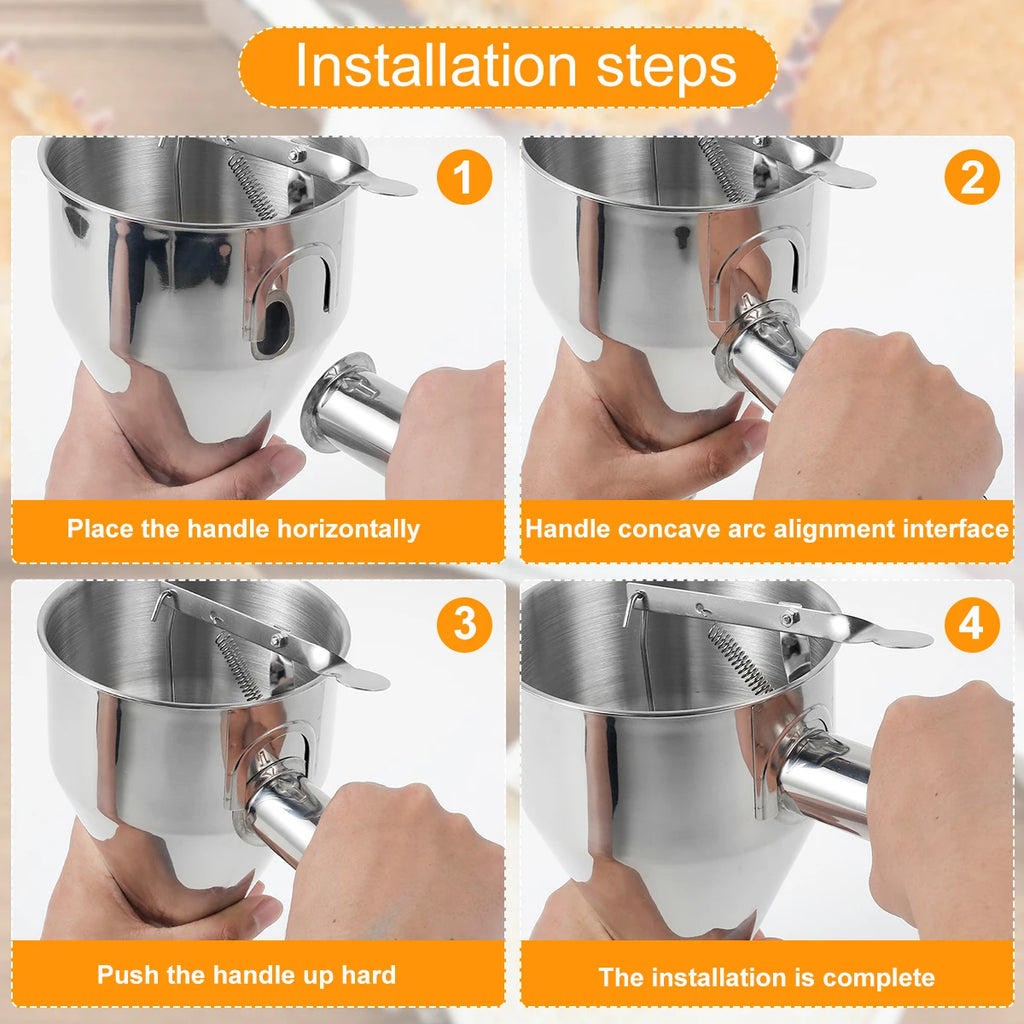 Stainless Steel Pancake Batter Dispenser with Stand & 4 Spouts