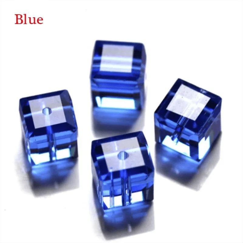 100Pcs 4mm Cube Crystal Glass Spacer Beads for DIY Jewelry