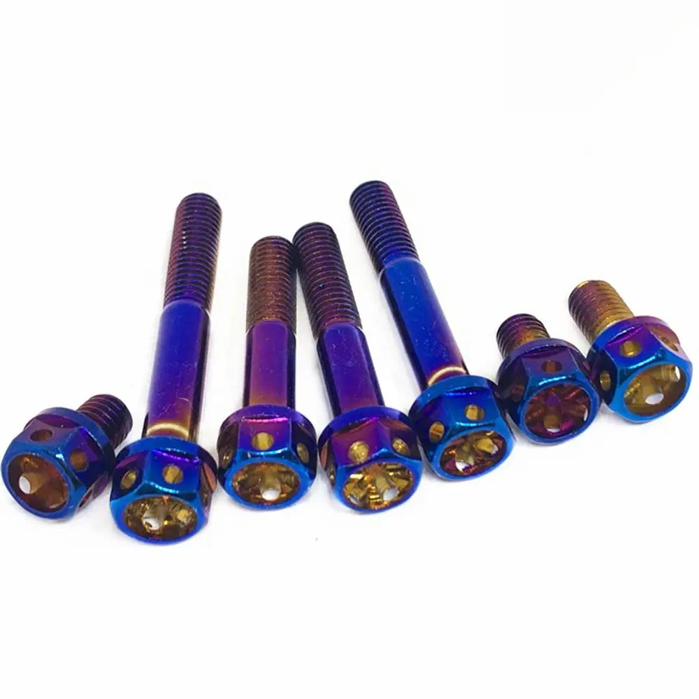 M6 Titanium Hex Flange Bolt Blue Drilled Head – 10 Lengths Titanium Hex Bolt Nixie