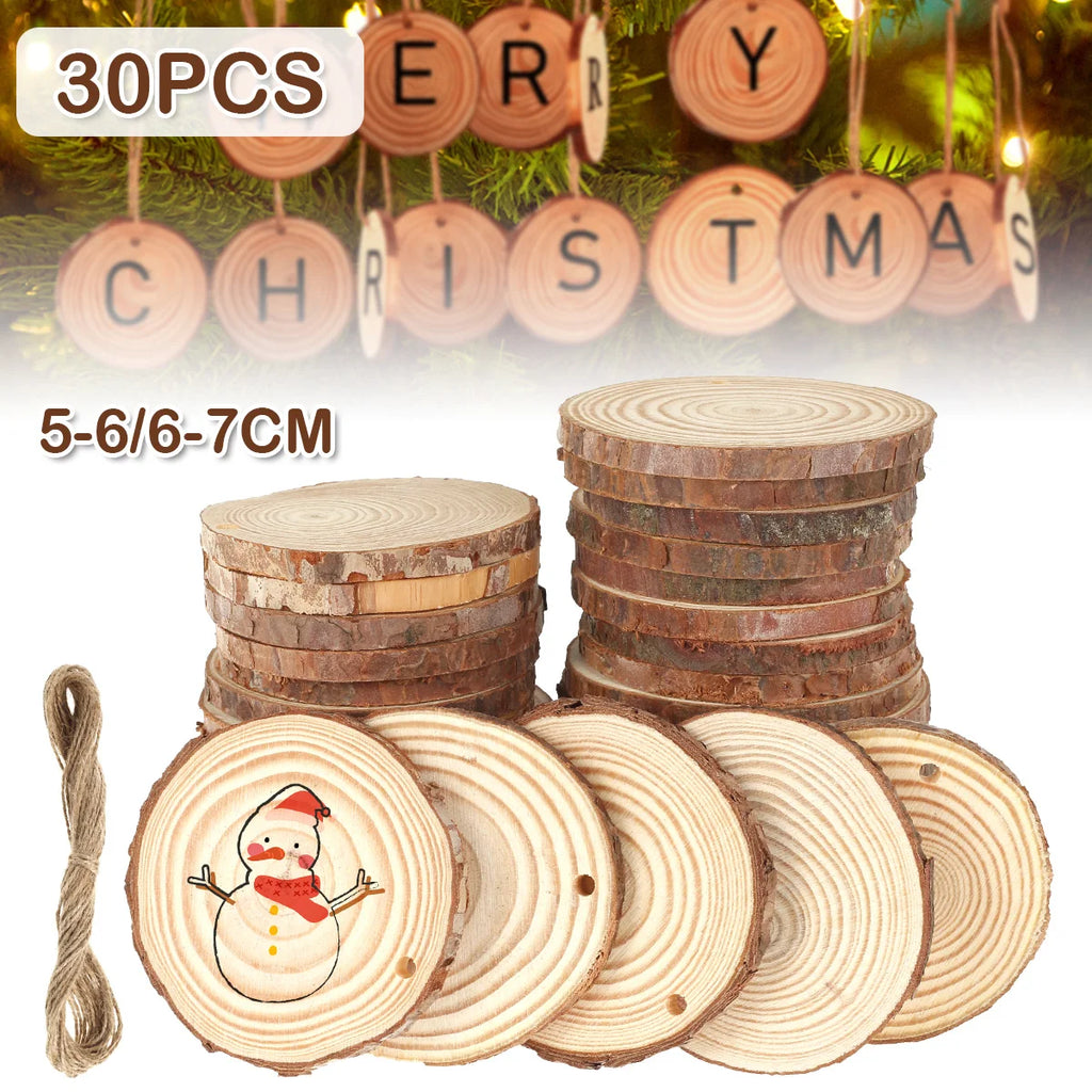 Natural Wood Slices 30pc Unfinished Round Circles for DIY Crafts Wood Craft Slices Nixie