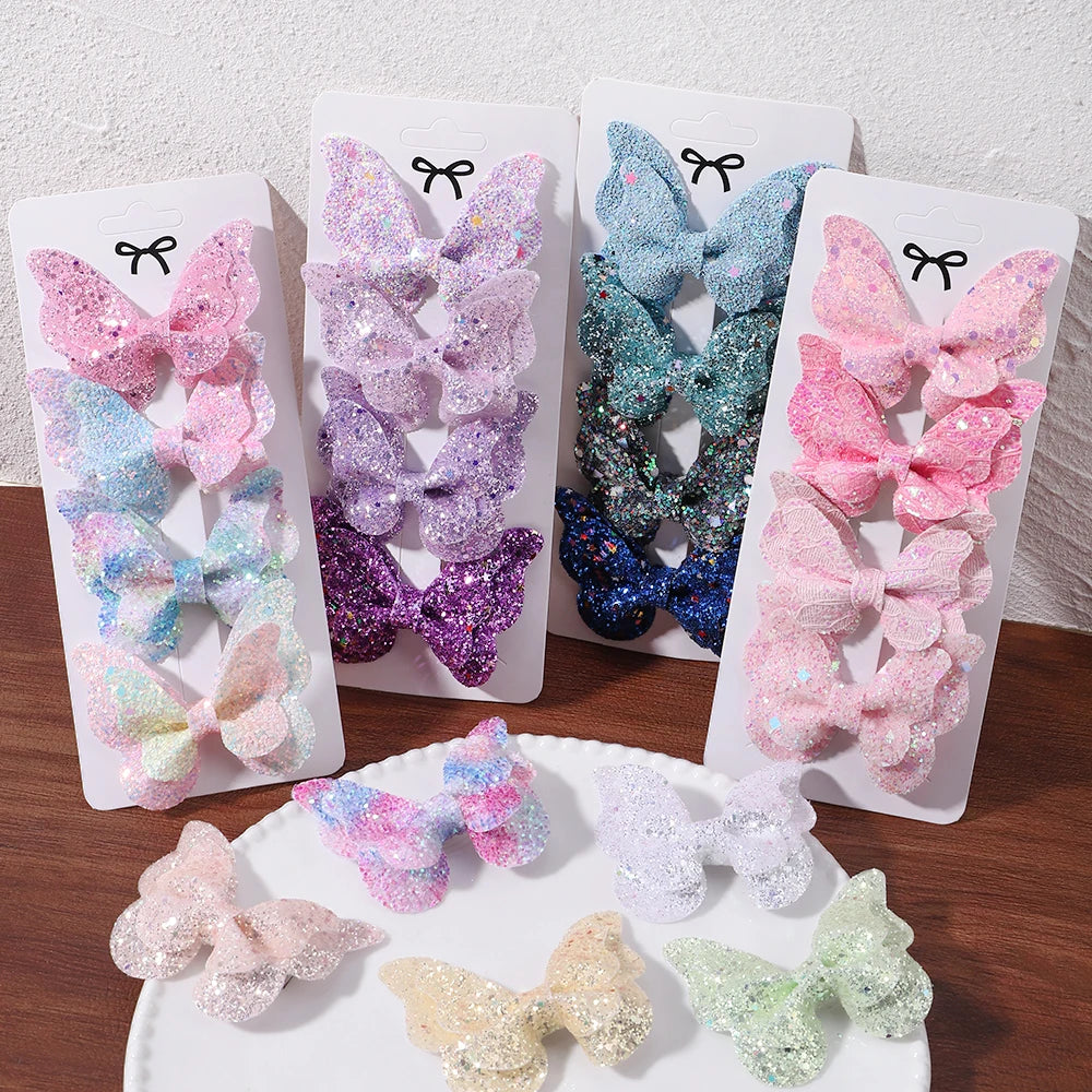 4Pcs Girls Sequin Butterfly Bow Hair Clips Kids Hairpins Set Kids Hair Clips Nixie