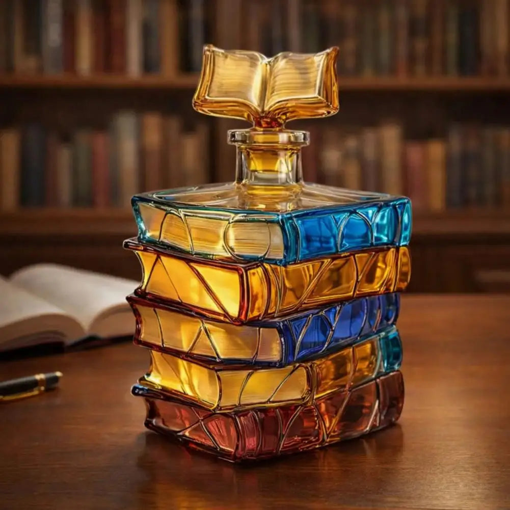 Stained Glass Book-Shaped Wine Decanter 700ml | Handcrafted Wine Decanter Nixie