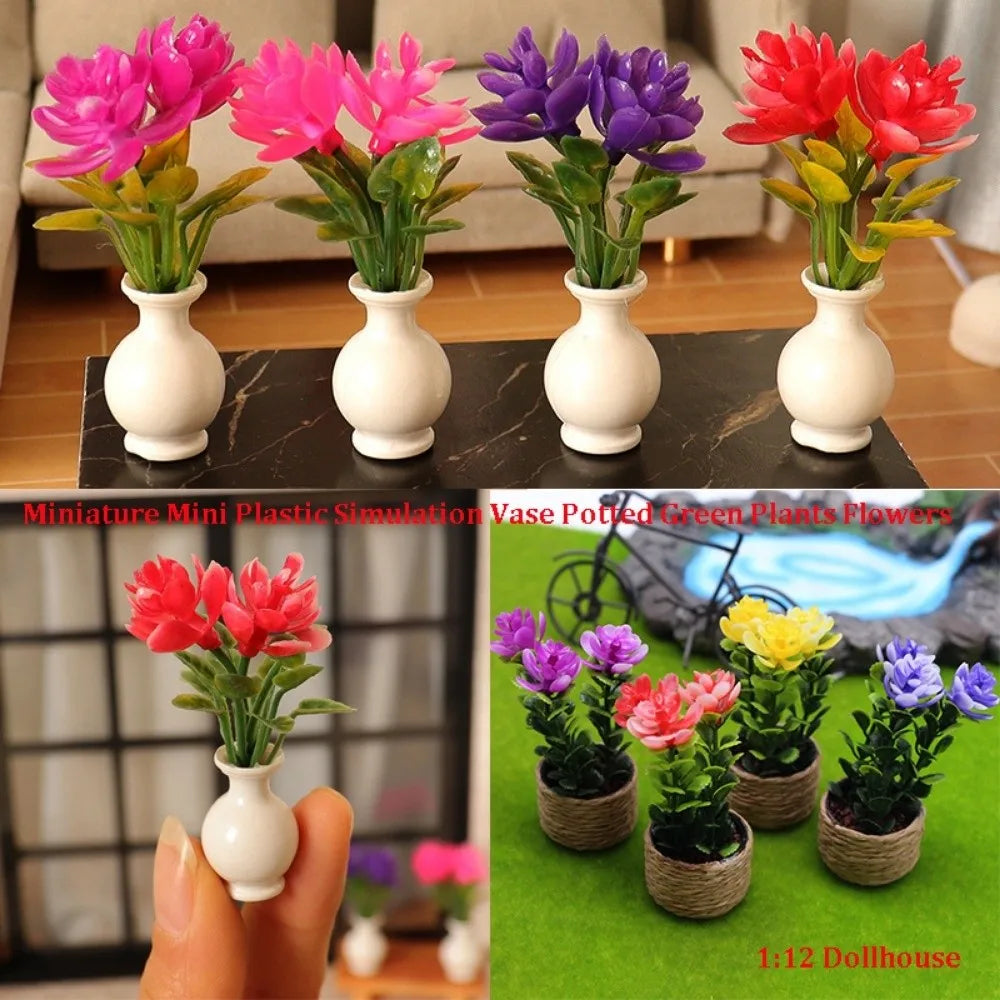 1:12 Dollhouse Miniature Vase & Potted Plant Decor (1-2pcs) Dollhouse Miniature Decor Nixie