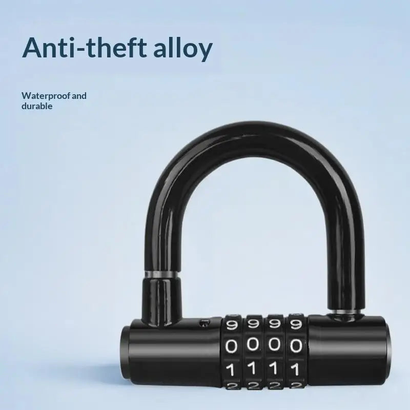 4-Digit Aluminum Combination Padlock – Keyless U-Lock Security