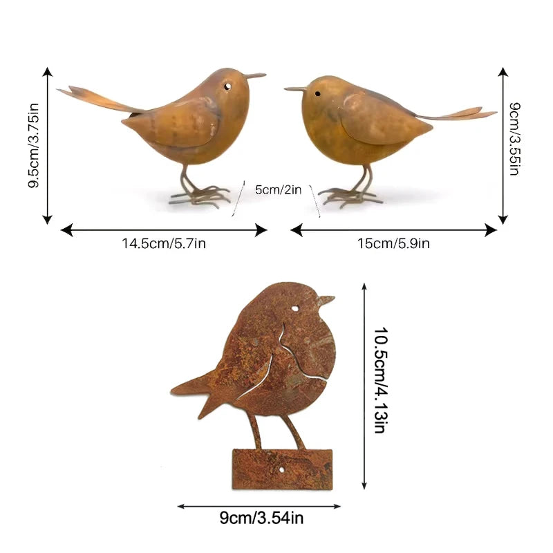Rustic Metal Bird Statue – Iron Art Outdoor Garden Sculpture Garden Bird Sculpture Nixie