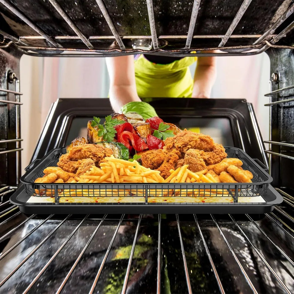 FEB.WIND Non-Stick Stainless Steel Baking Pan & Fry Basket Set Baking Pan Set Nixie