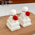 2x Foo Dog Lion Statues | Chinese Feng Shui Cement Figurines Feng Shui Figurines Nixie Pure White