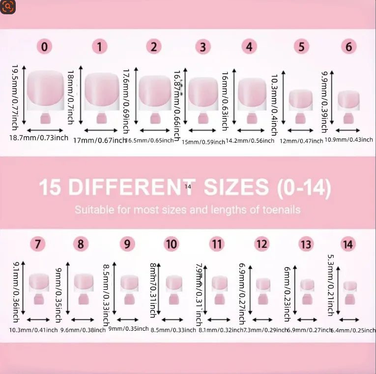 180Pcs Nude Pink French Press-On Toenails – Square Glossy Tips Press-On Toenails Nixie