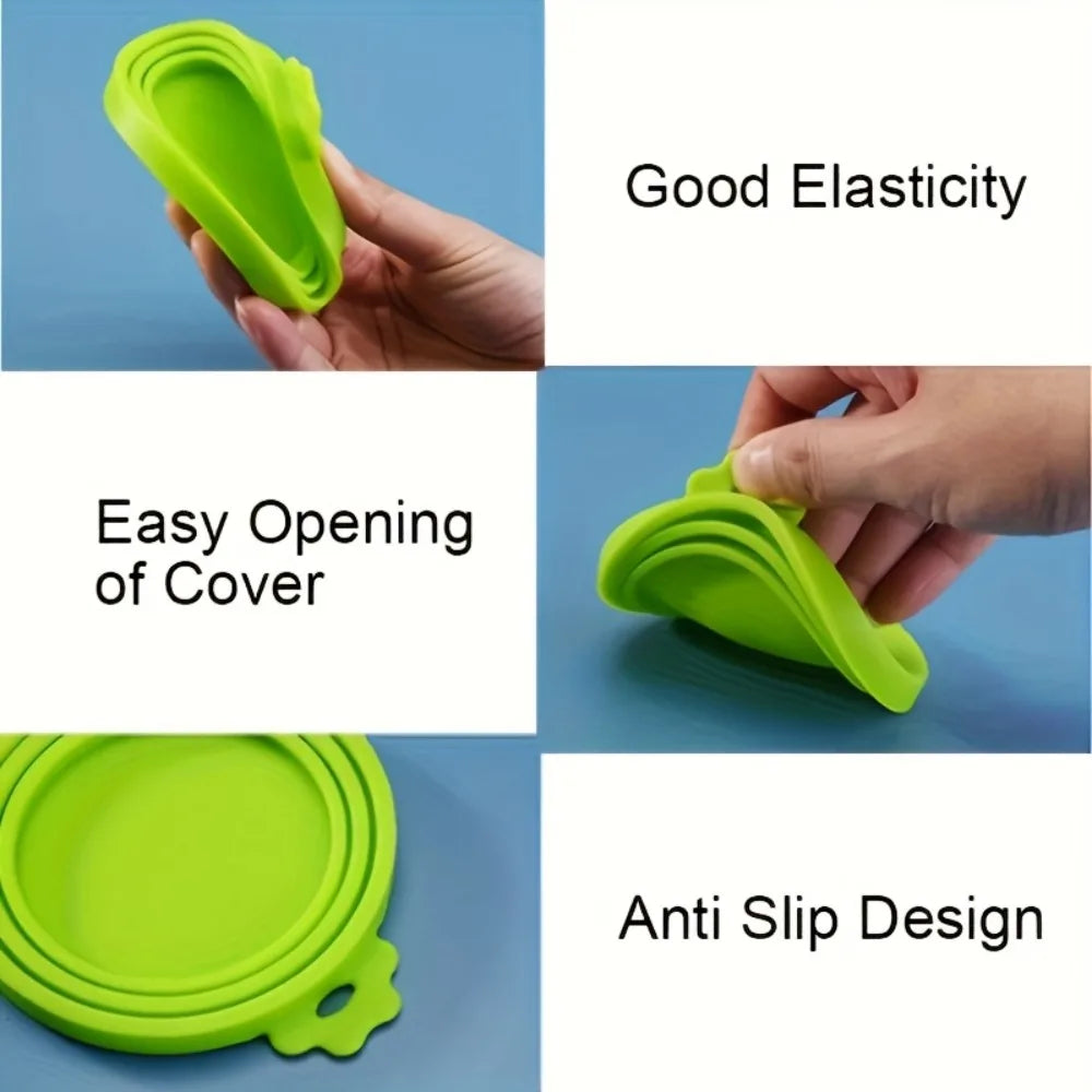 Silicone Pet Food Can Covers with Spoon – 2pc Reusable Set