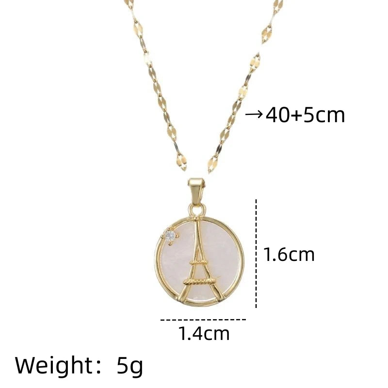 Eiffel Tower Pendant Necklace Gold Stainless Steel Clavicle Chain Pendant Necklace Nixie