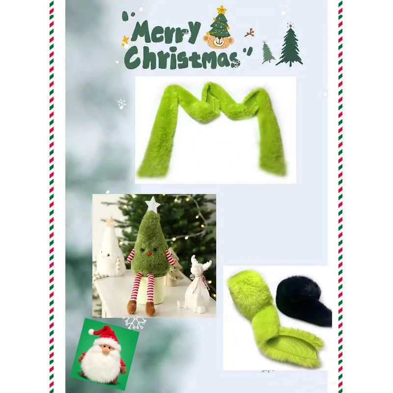 Lime Green & White Faux Fur Christmas Garland 1.97x7FT Christmas Garland Nixie