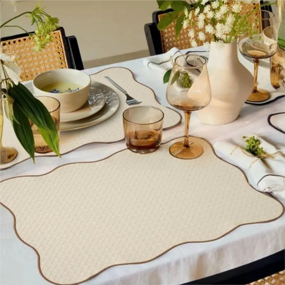 Nordic Lace Edge Waterproof Placemat | Oil-Proof Heat-Resistant Dining Placemat Nixie