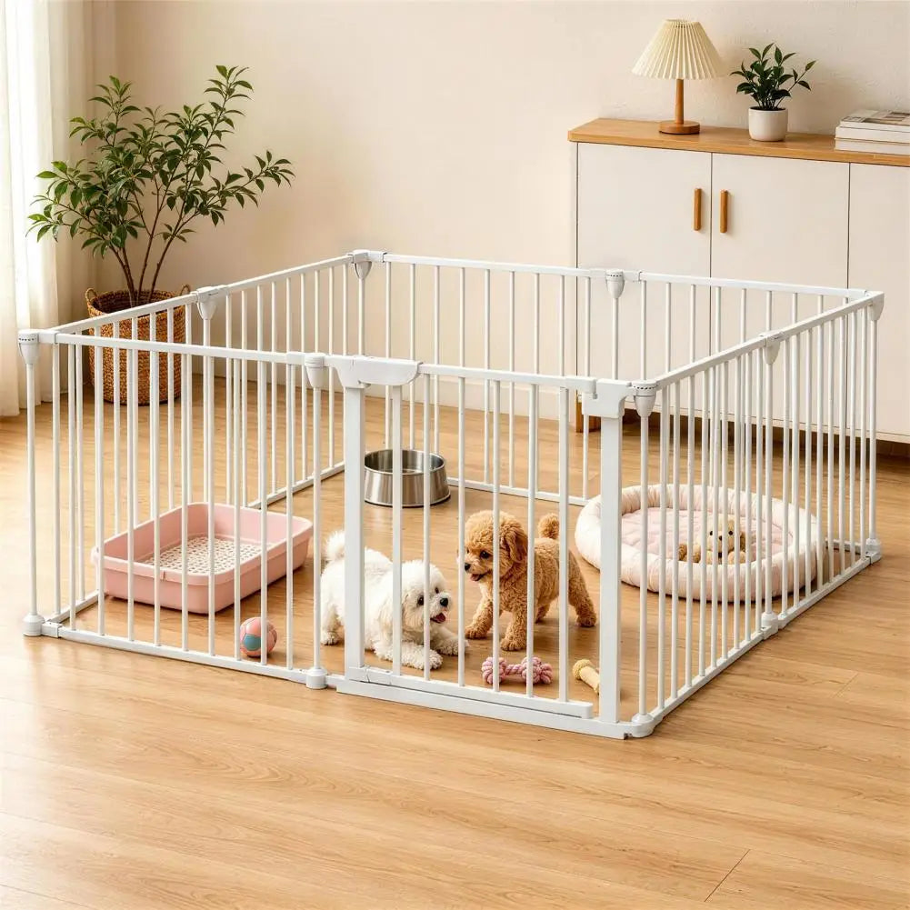 Extra Wide Pet Safety Gate Foldable Playpen Auto-Close Door