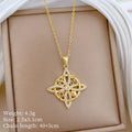 Lucky Clover Pendant Necklace – Gold Plated Stainless Steel Pendant Necklace Nixie XL2606-722